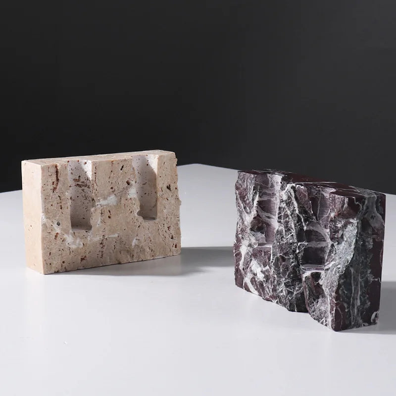 Vintage Travertine Candlestick