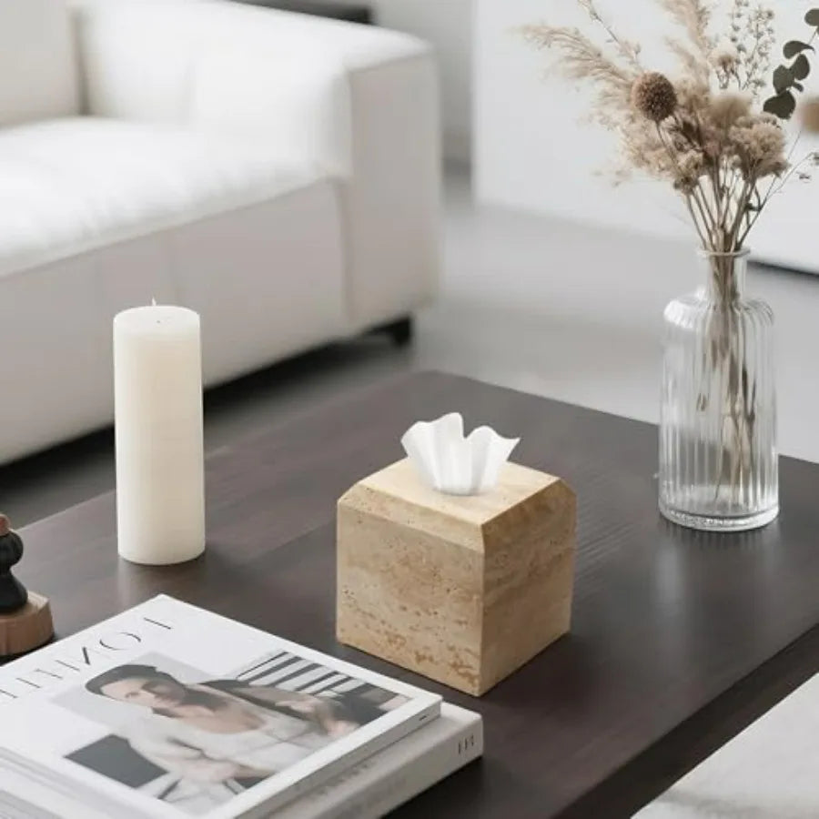 Italian Travertine Tissue Box