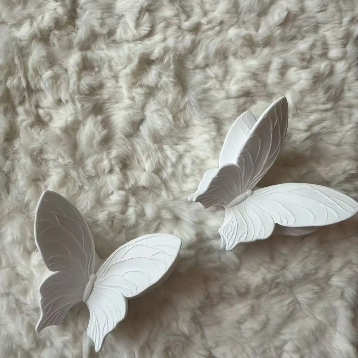 Set of 2 Boho White Butterfly Wall Art