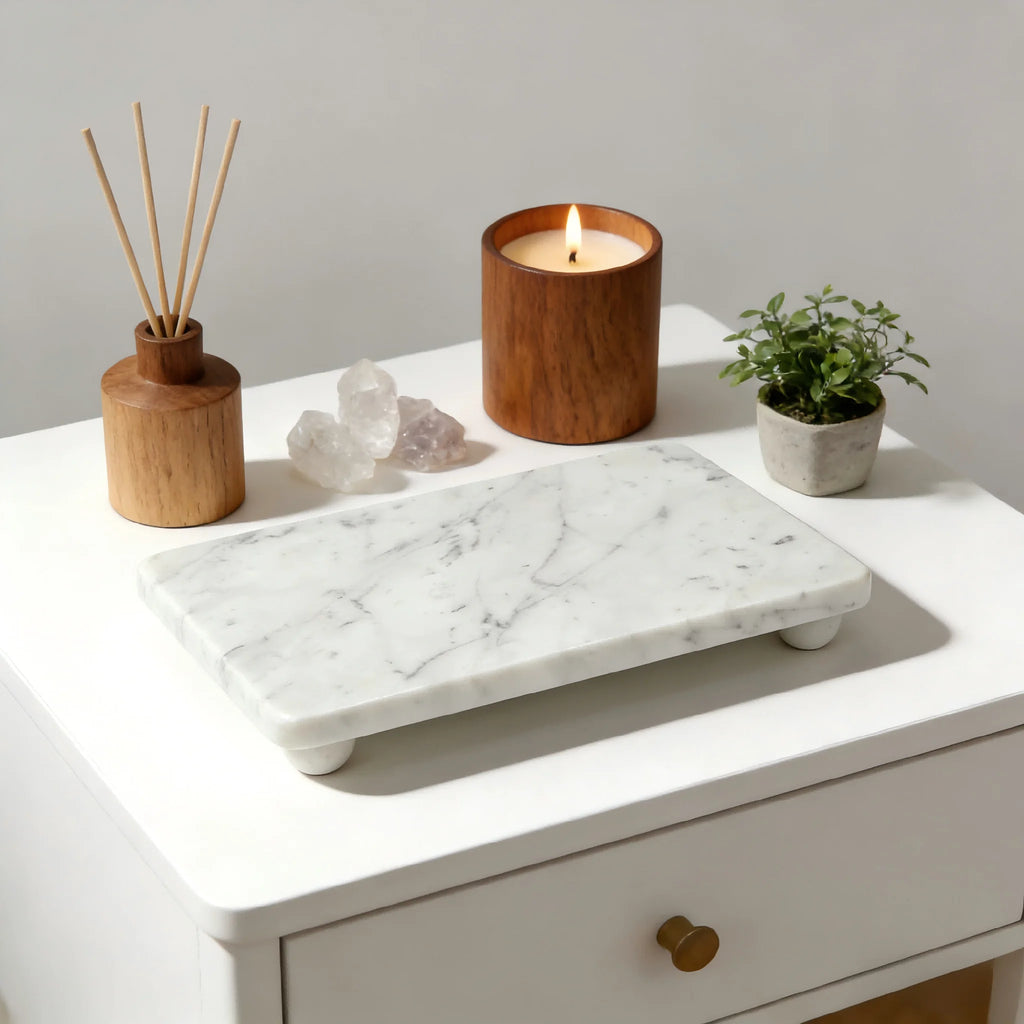 Footed Stone Catchall Tray