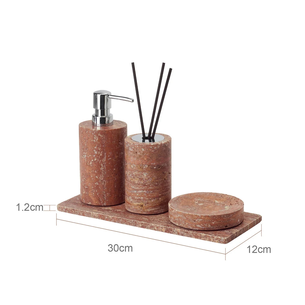 Red Travertine Bath Set