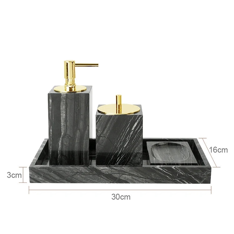 Black Marble Bath Accessory Set