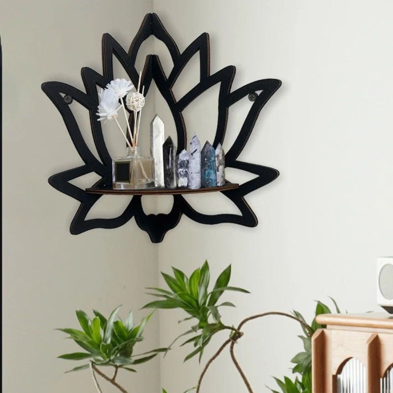 Lotus Wooden Corner Shelf