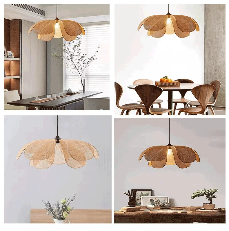 Japanese Rattan Pendant Chandelier