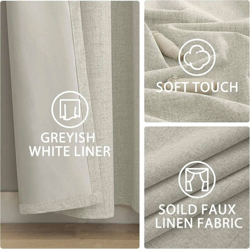 Modern Linen Blackout Curtains, 350cm
