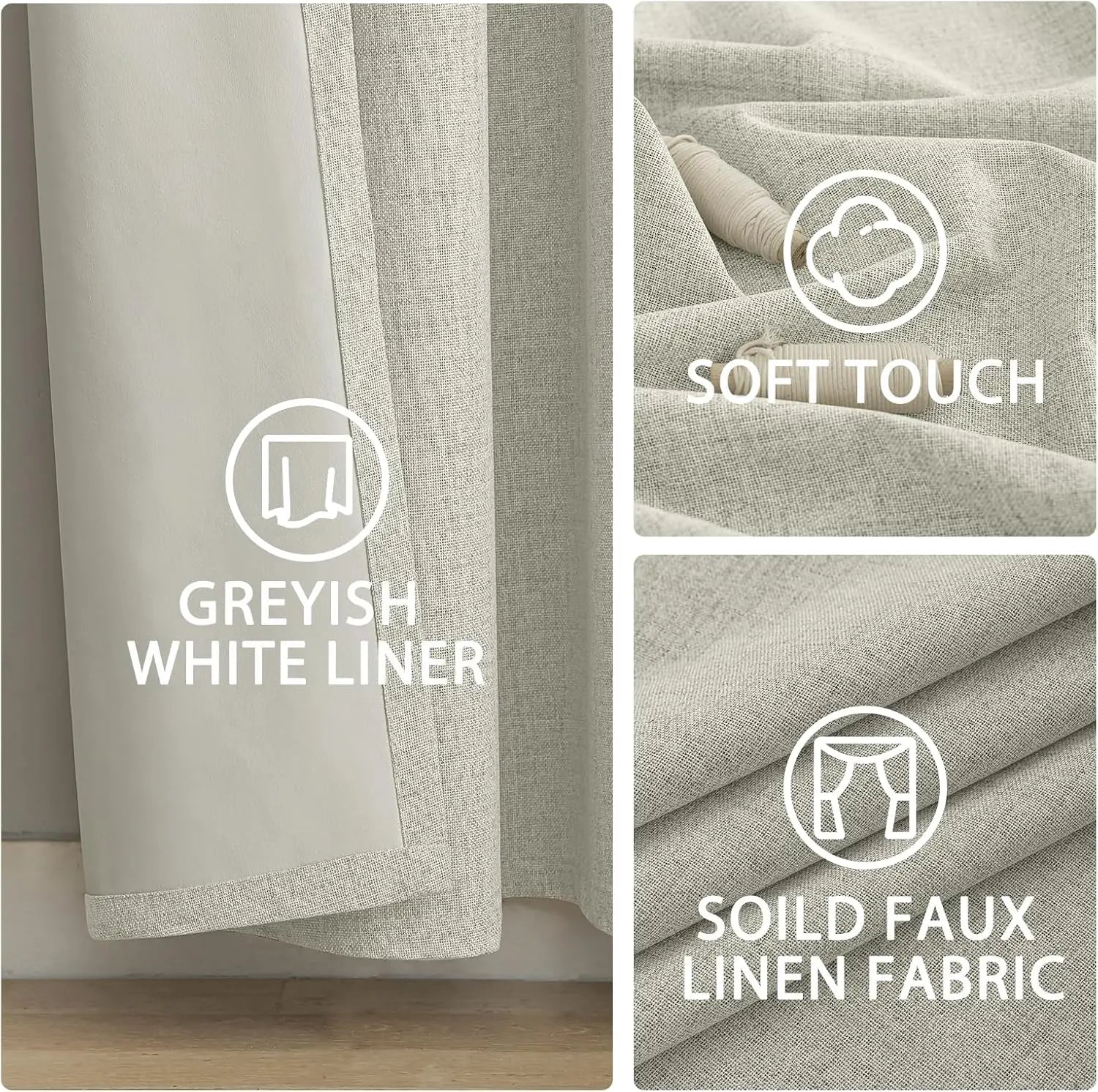 Modern Linen Blackout Curtains, 350cm