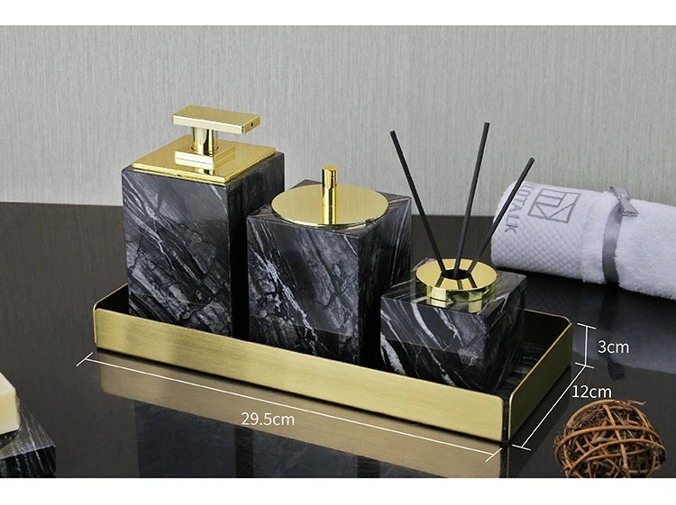 Black Marble Bath Accessory Set