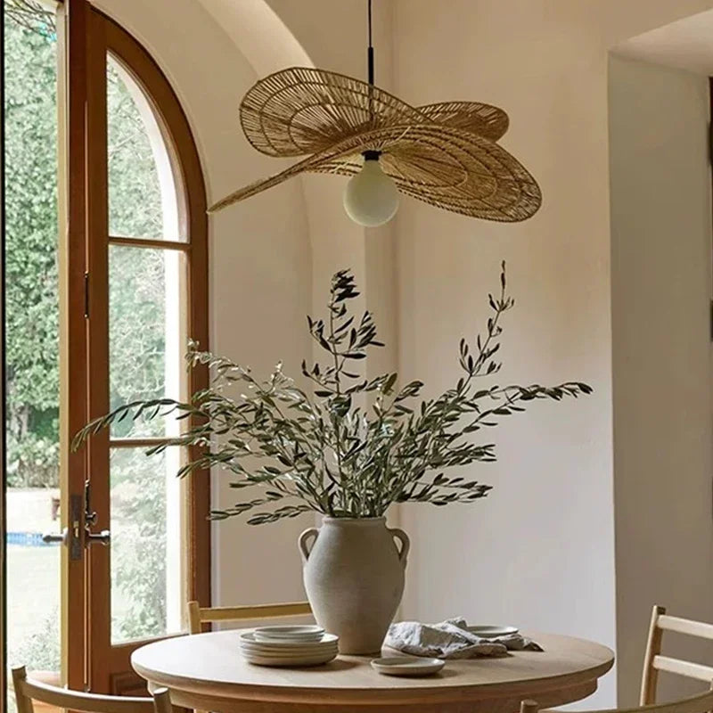 Wabi-Sabi Rattan Pendant Chandelier