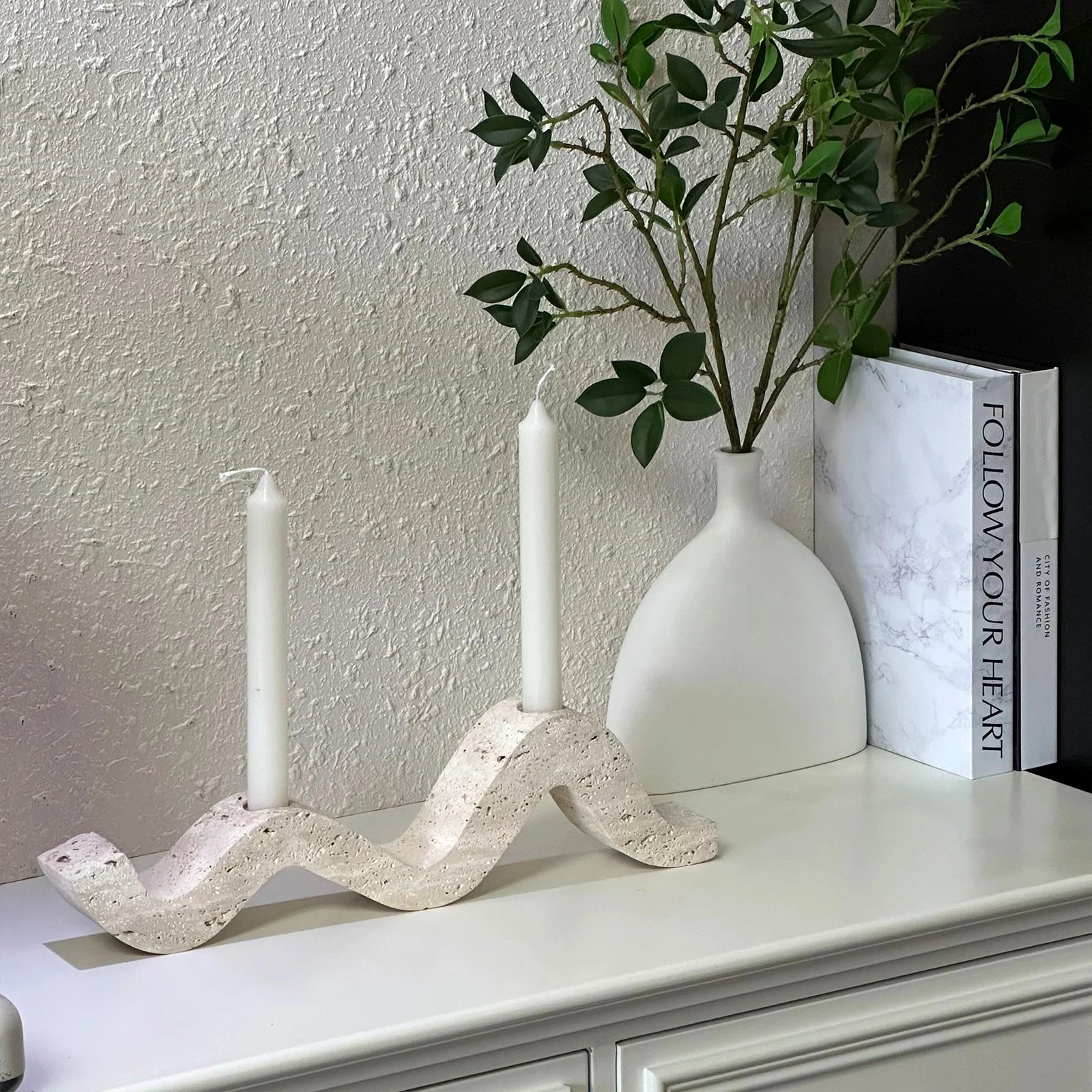 Wabi-Sabi Travertine Candle Holder