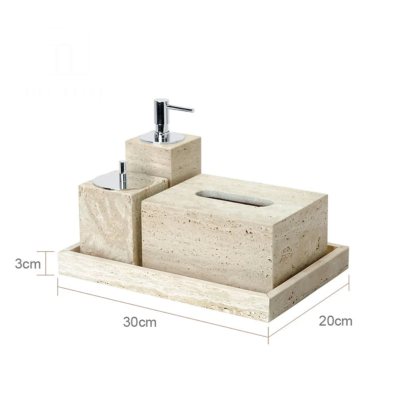 Beige Travertine Accessory Set