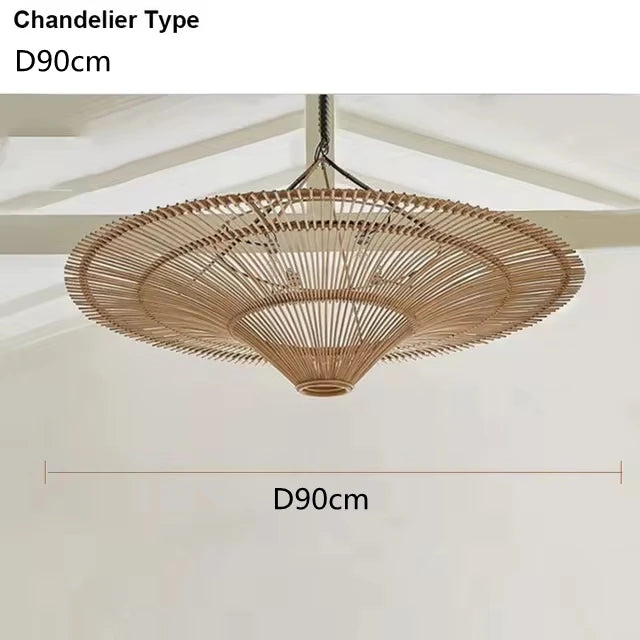 Wabi-Sabi Rattan Pendant Chandelier