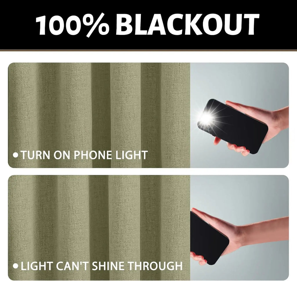 Modern Linen Blackout Curtains, 350cm