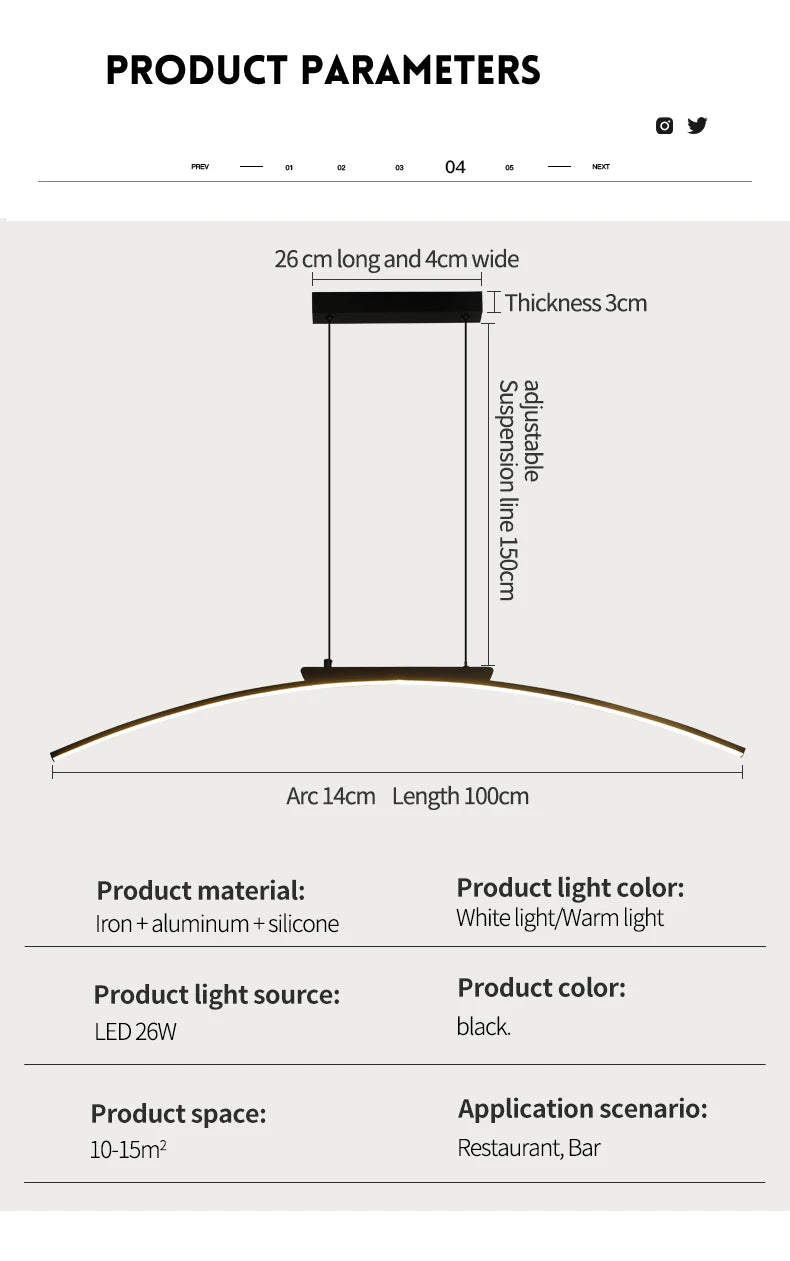 Contemporary Arc Pendant Lamp
