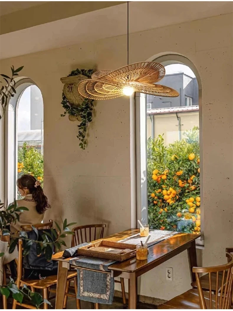 Wabi-Sabi Rattan Pendant Chandelier