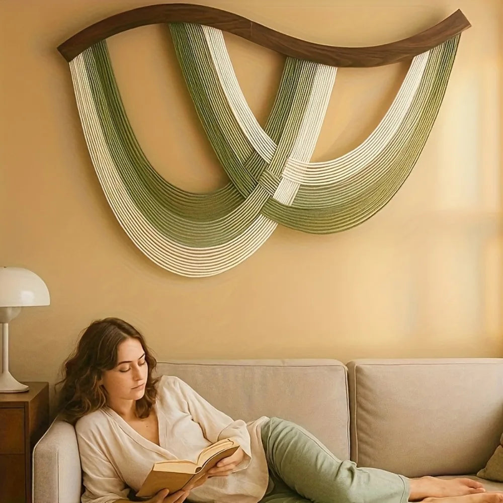 Boho Arched Beige Macrame Wall Hanging