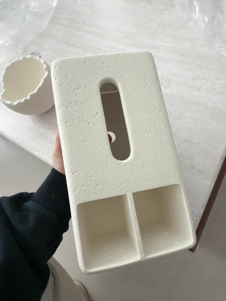 Travertine & Walnut Tissue Box