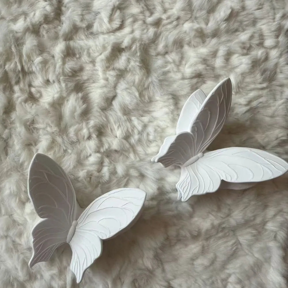 Set of 2 Boho White Butterfly Wall Art