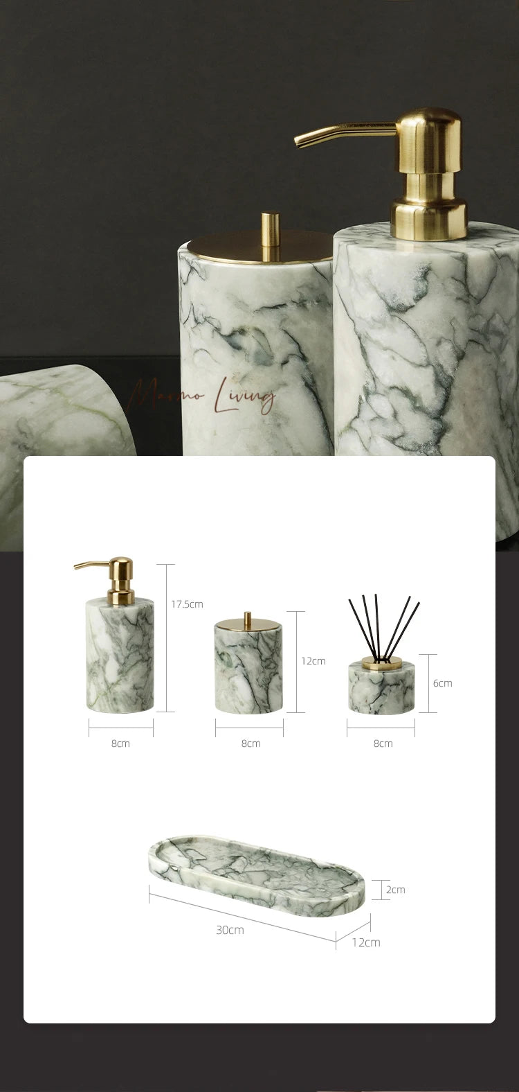 Emerald Marble Bathroom Set
