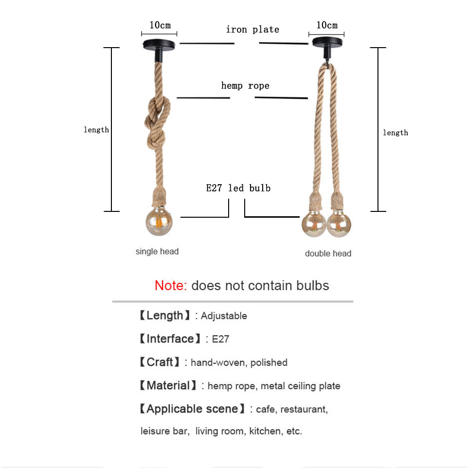Hemp Rope Industrial Pendant Light
