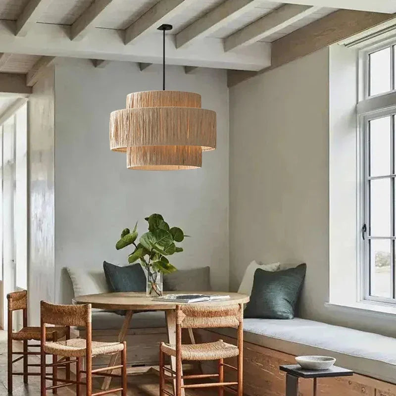 Japanese Rattan Pendant Chandelier