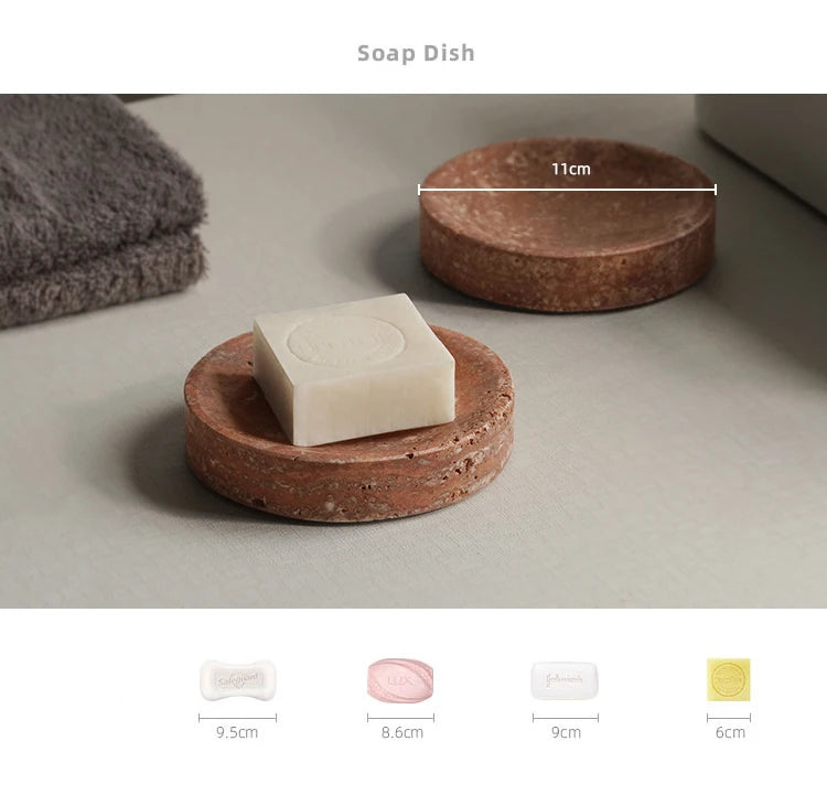 Red Travertine Bath Set