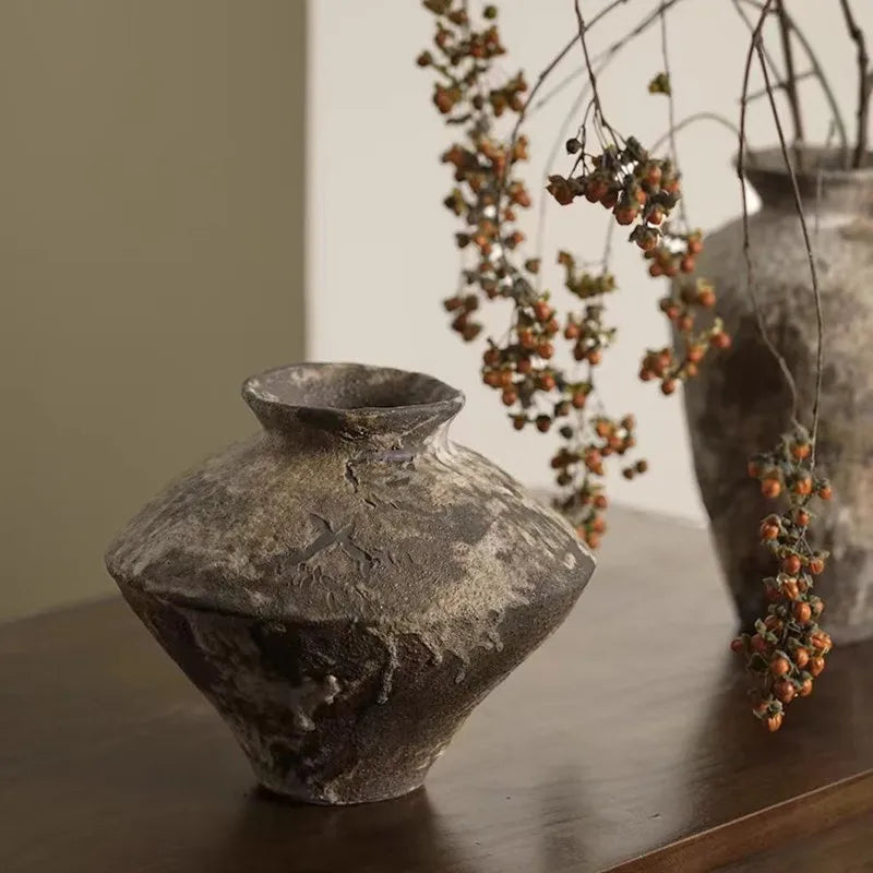 Rustic Spotted Pottery Vase