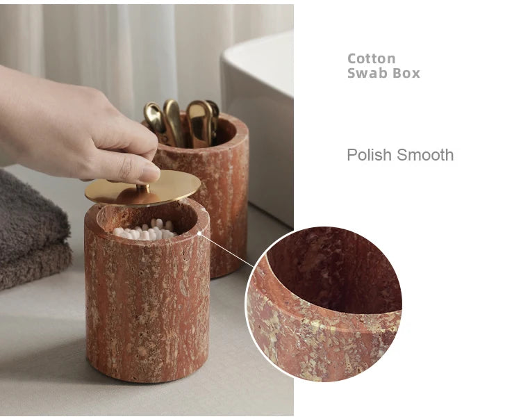 Red Travertine Bath Set