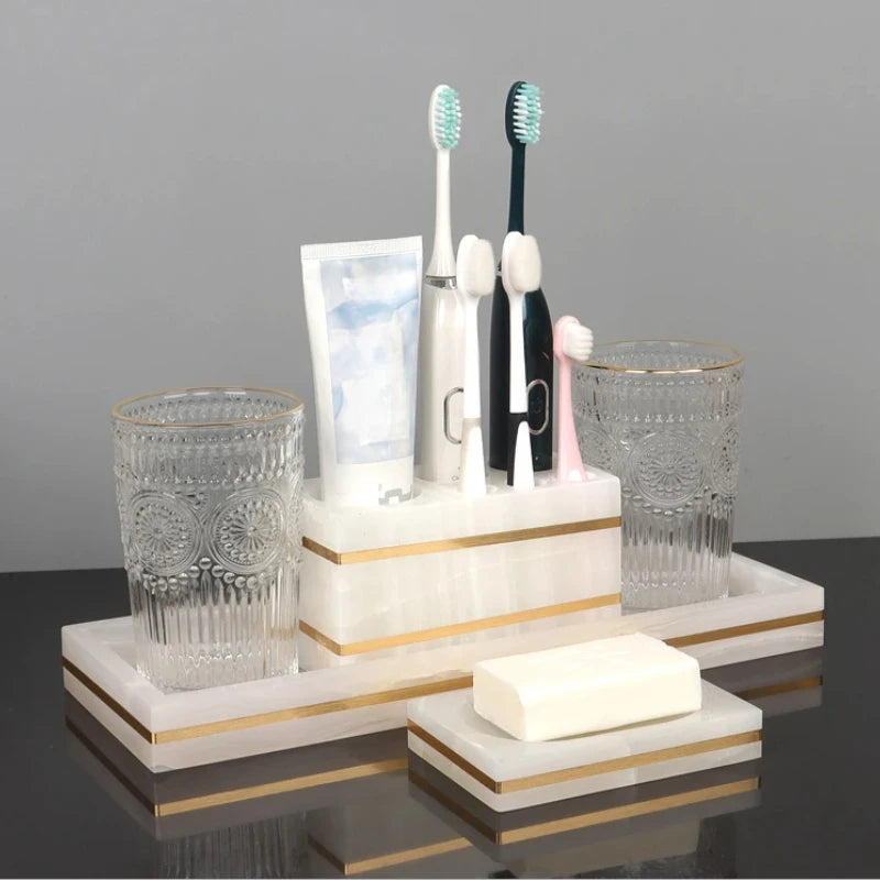 Marble & Gold Bathroom Set