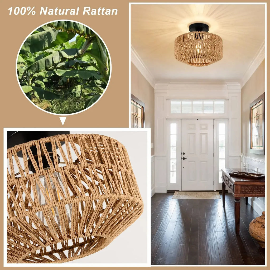 Modern Rattan Pendant Chandelier