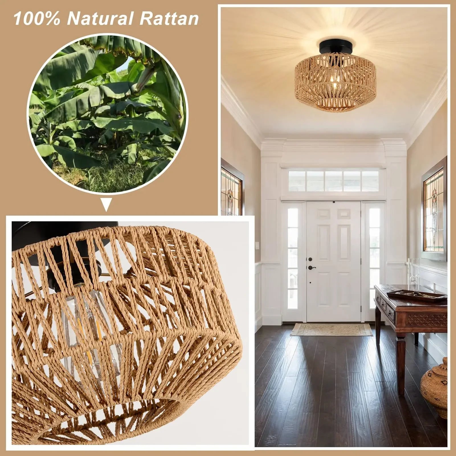 Modern Rattan Pendant Chandelier
