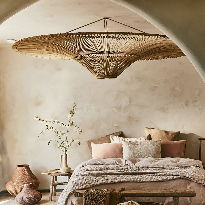 Wabi-Sabi Rattan Pendant Chandelier