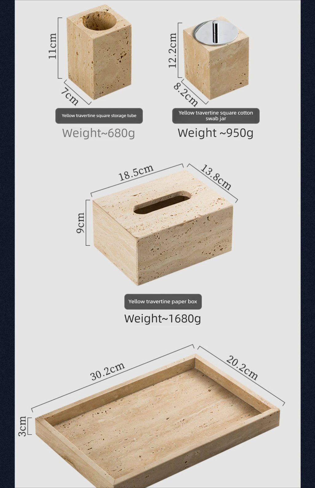 Wabi-Sabi Travertine Bath Set