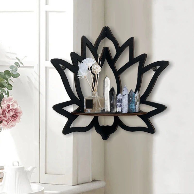 Lotus Wooden Corner Shelf