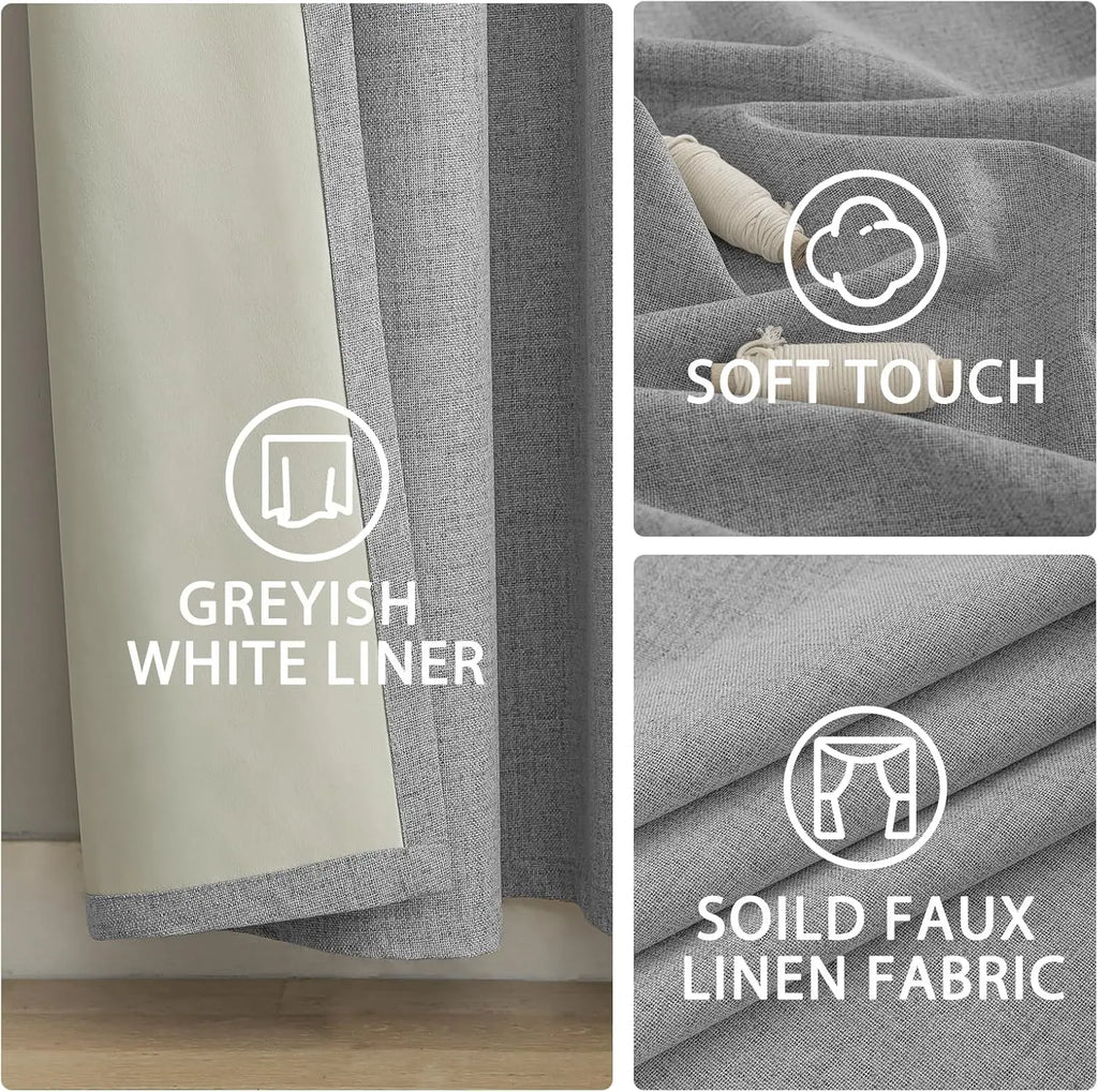 Modern Linen Blackout Curtains, 350cm