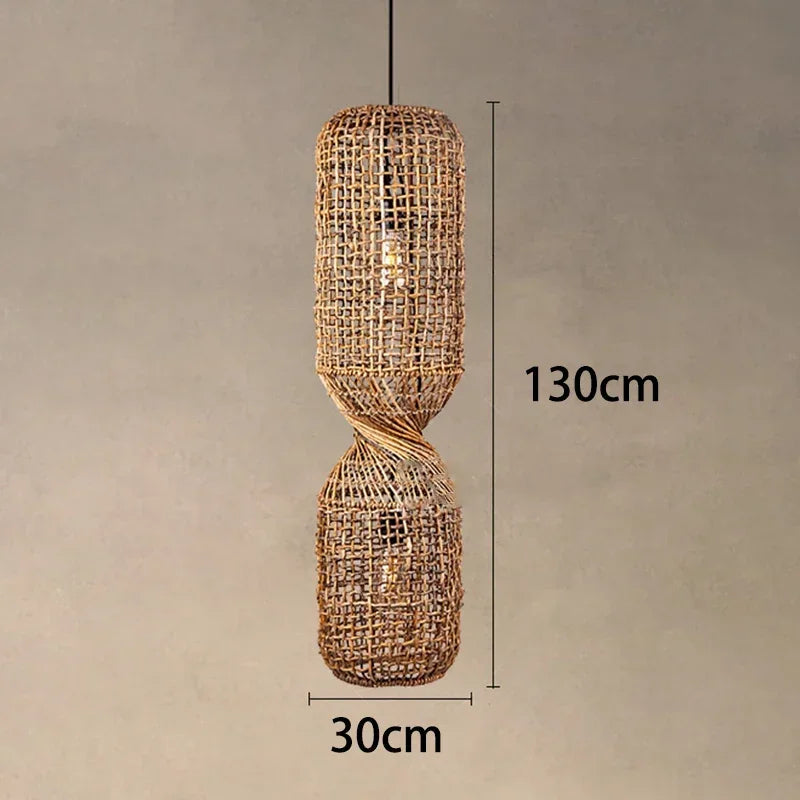 Vintage Rattan Pendant Chandelier