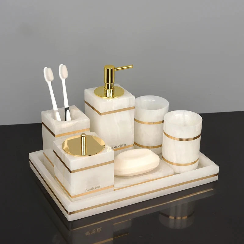Marble & Gold Bathroom Set