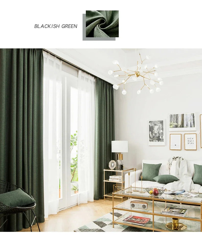 Modern Cotton-Linen Blackout Curtains, 310cm