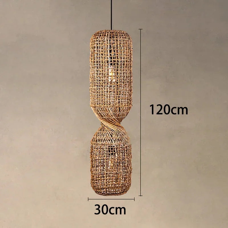 Vintage Rattan Pendant Chandelier