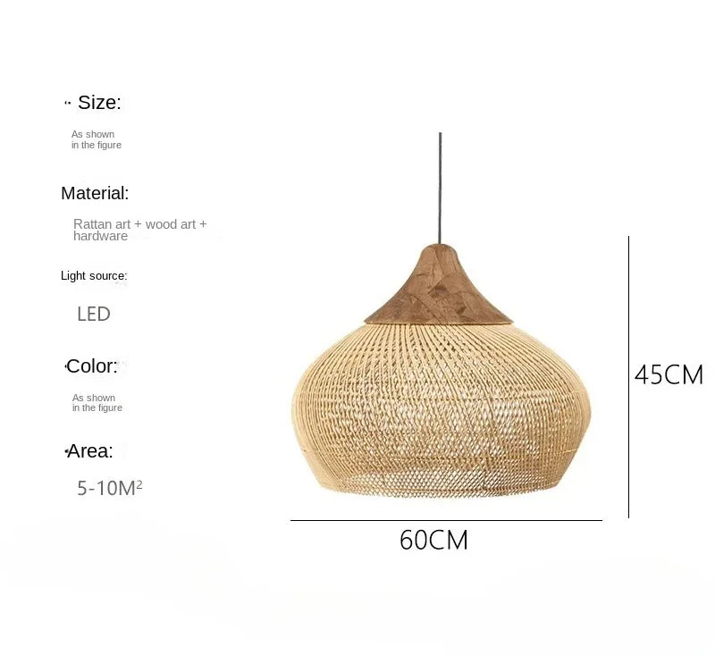Wabi-Sabi Rattan Pendant Chandelier