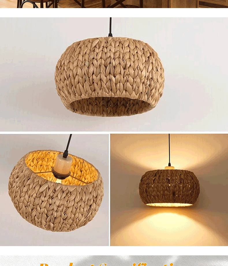 Retro Rattan Pendant Chandelier