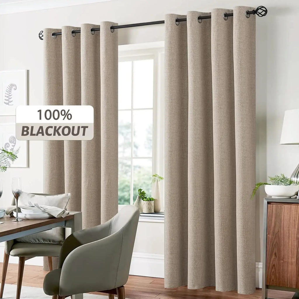 Modern Linen Blackout Curtains, 350cm