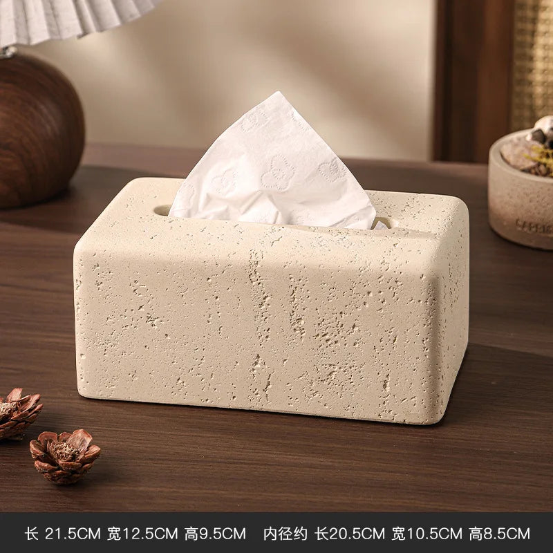 Rectangular Travertine Tissue Box