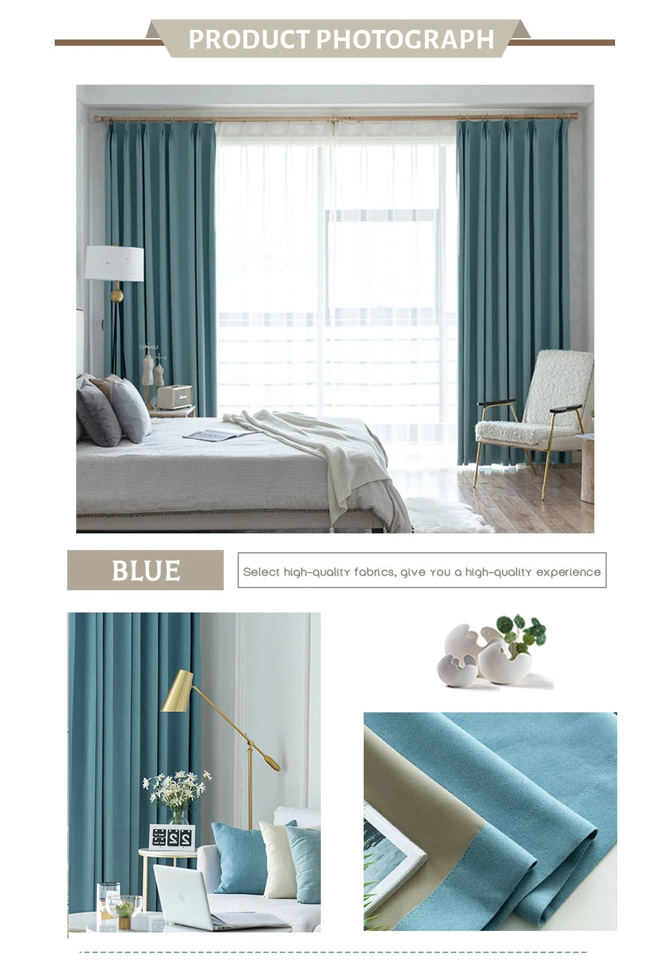 Modern Linen-Blend Blackout Curtains