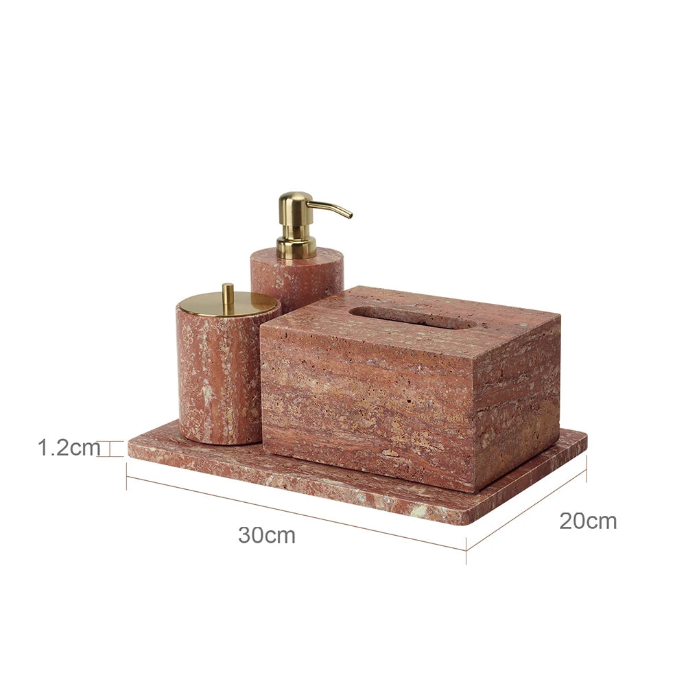 Red Travertine Bath Set