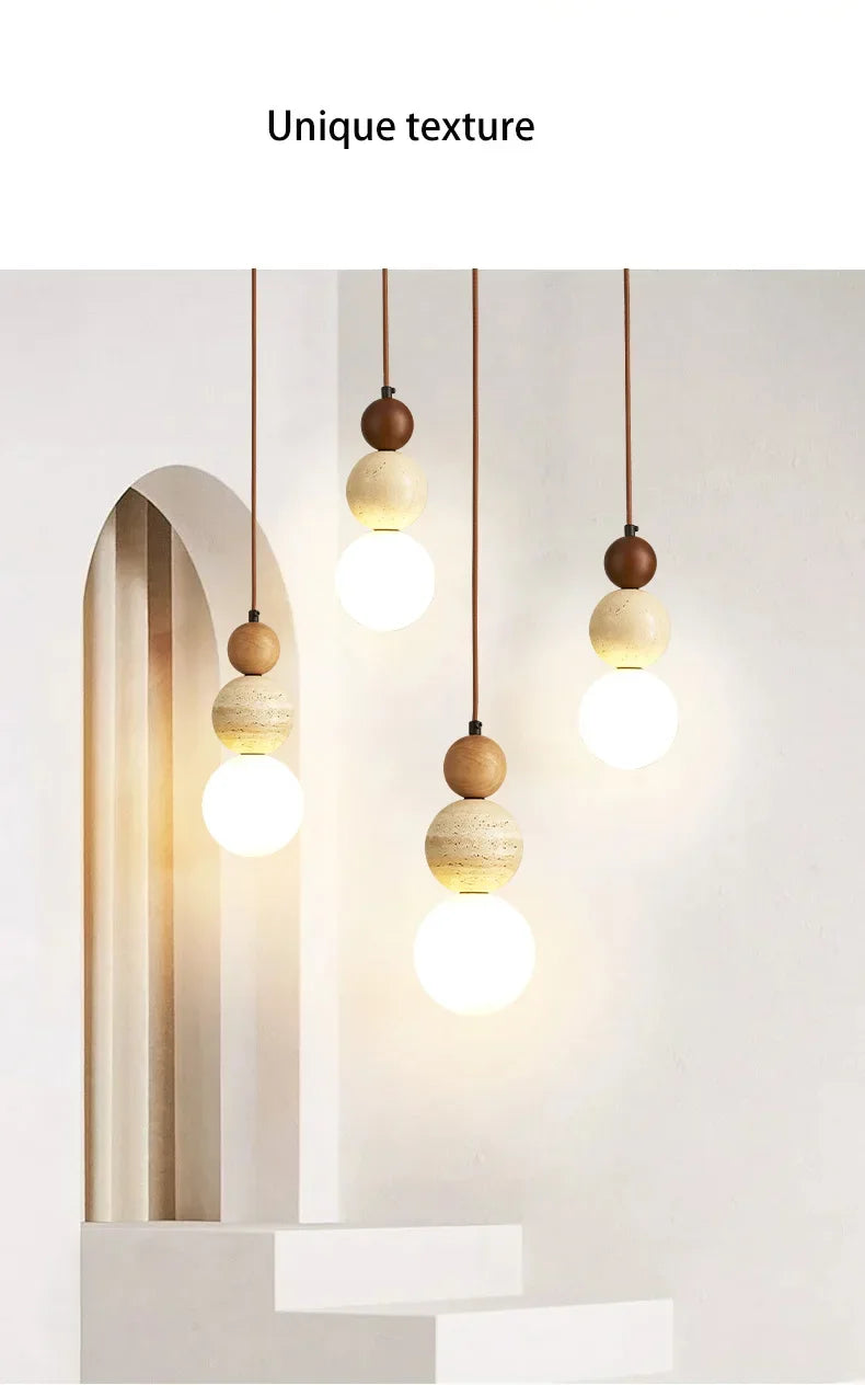 Cream-Style Stone Pendant Chandelier