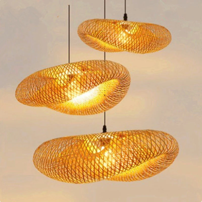 Vintage Rattan Pendant Chandelier