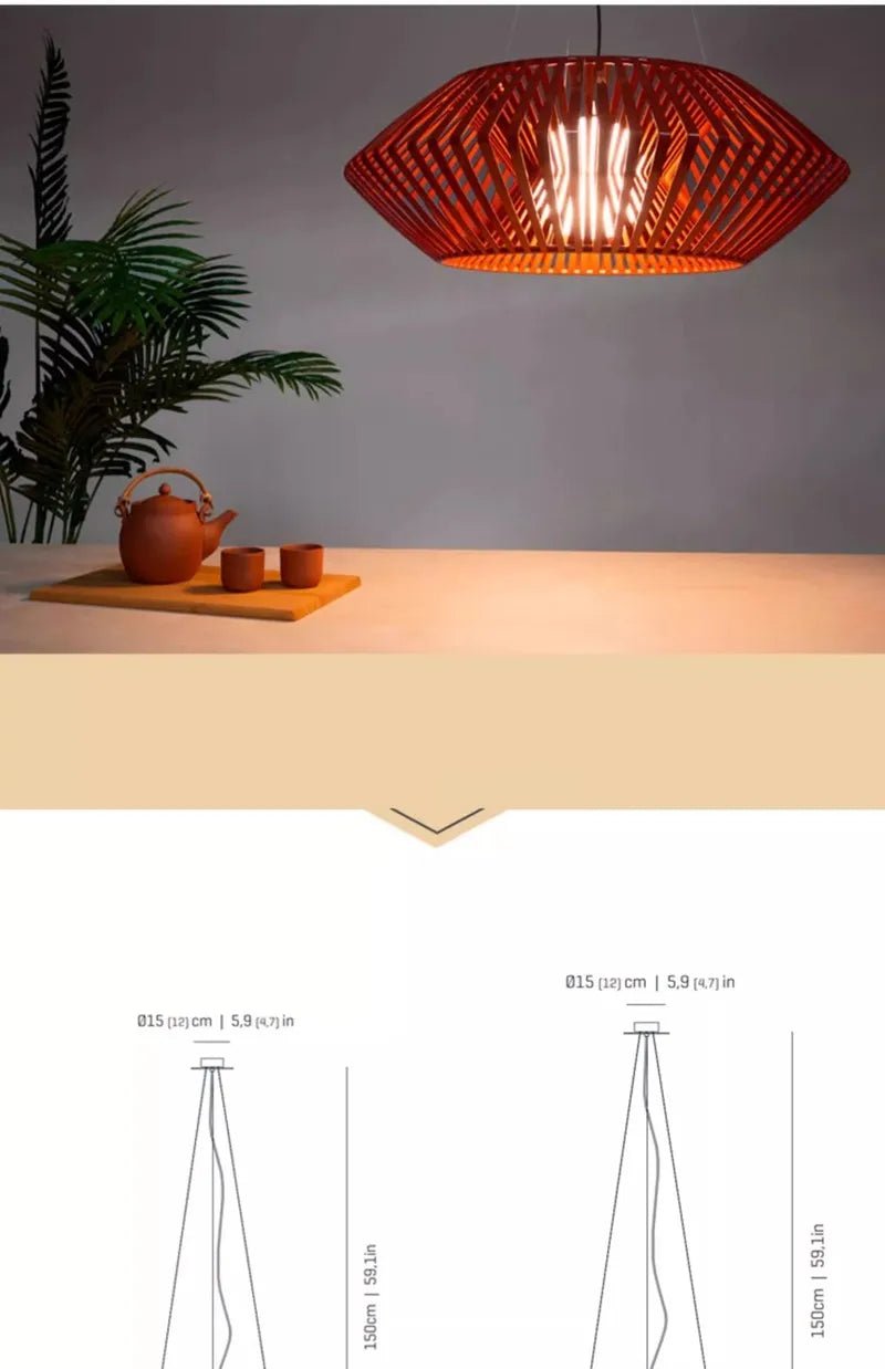 Wabi-Sabi Rattan Pendant Chandelier