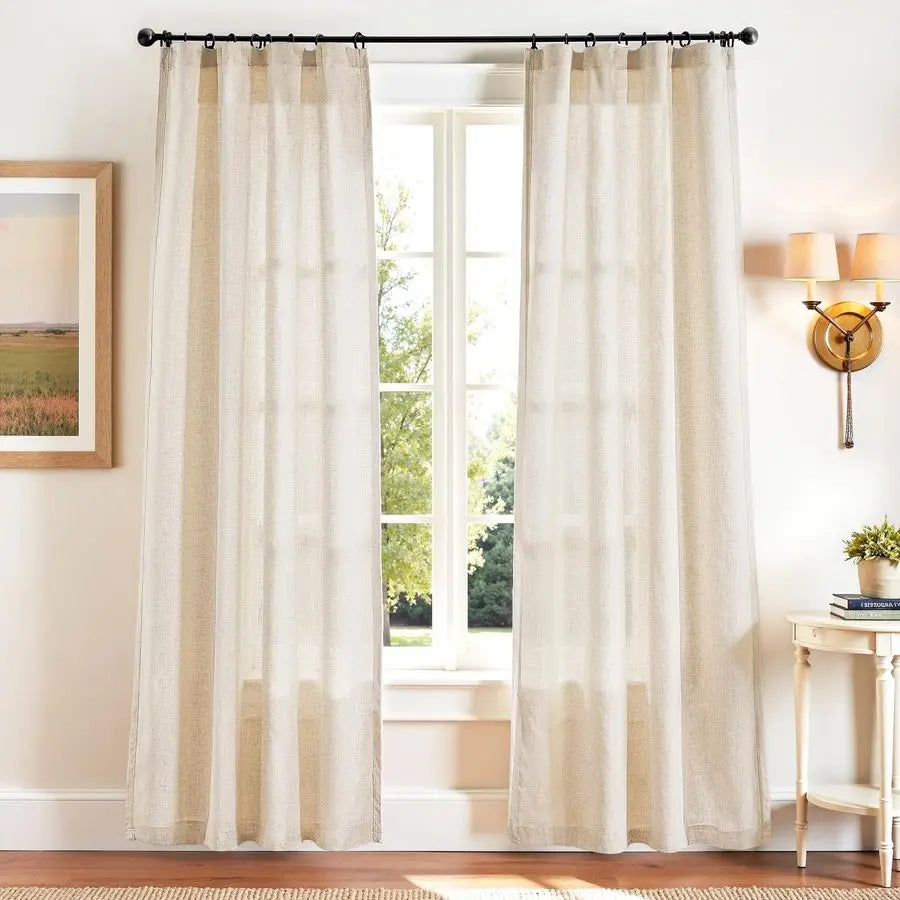 Farmhouse Linen-Blend Semi-Sheer Curtains, 84"