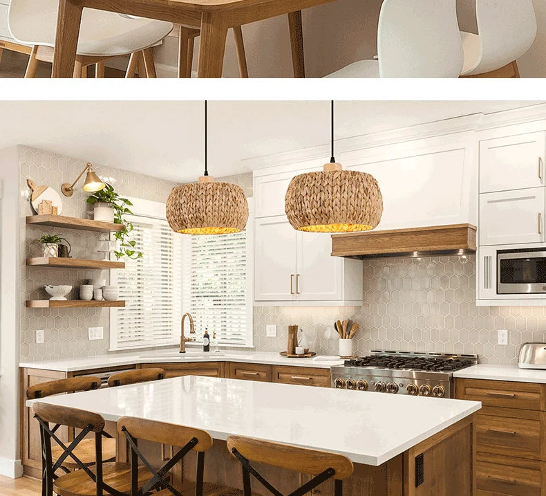 Retro Rattan Pendant Chandelier