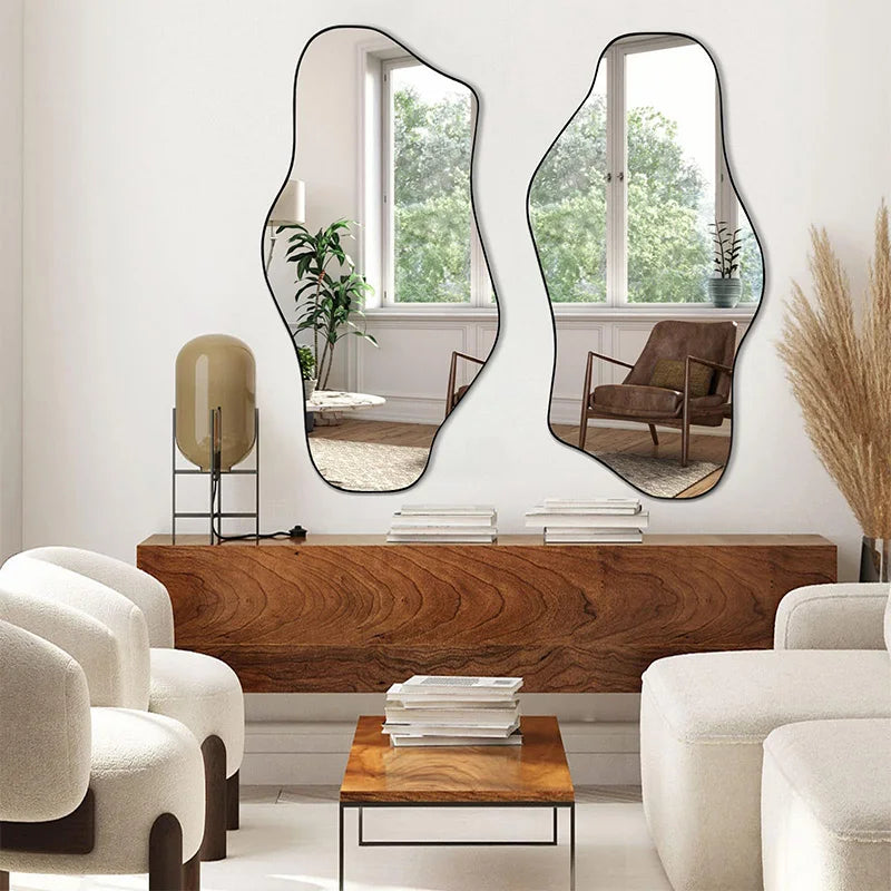 Art Deco Asymmetrical Sage Green Wall Mirror